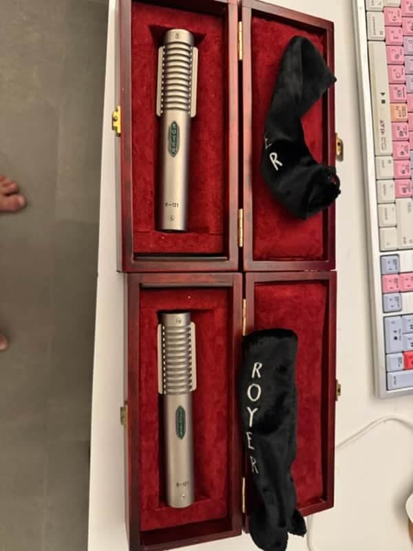 Royer R-121L Live Ribbon Microphone Matched Pair 2010s - Nickel with Red Badge