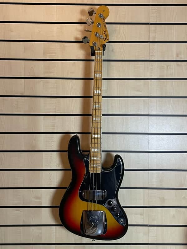 Fender Jazz Bass MN 3TS 1976 3-Tone Sunburst Electric Bass Guitar Vintage Used