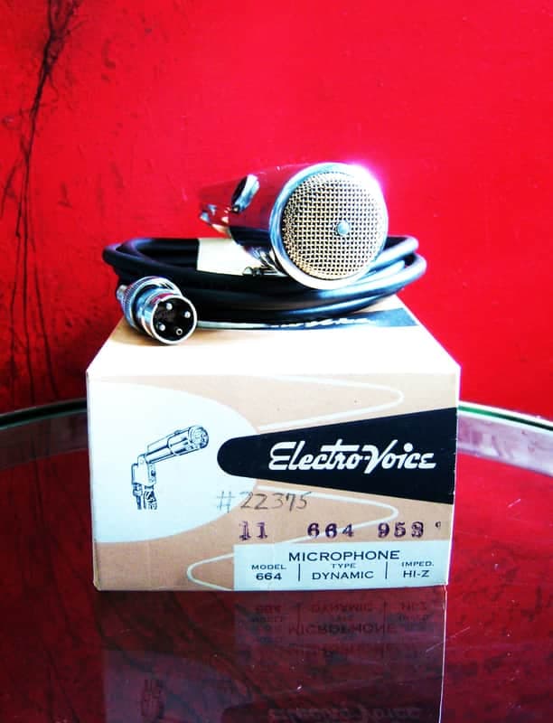 Vintage 1950's Electro-Voice 664 Cardioid Dynamic Microphone Hi Z w Belden cable & box 676 664A 666