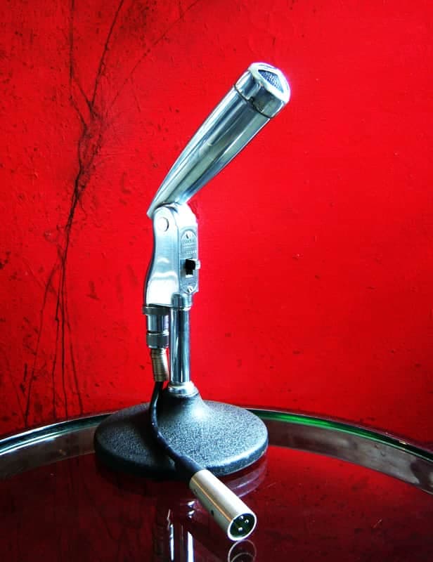 Vintage 1950's Ampex H-1390 / E.V 623 dynamic microphone omni-directional Hi Z Chrome harp mic w cable 636 664 605 # 3