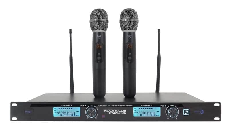 Rockville RWM23UA UHF Wireless Pro Rack Mount Dual Microphone System/20 Channel
