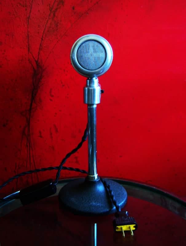 Vintage RARE 1940's Amperite PGAH dynamic microphone Chrome w cable LED lamp conversion
