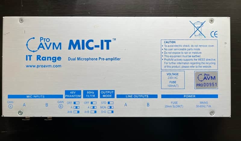 ProAVM MIC-IT dual microphone preamp