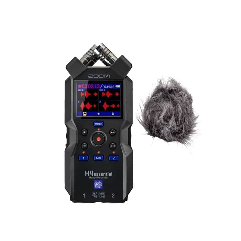 Zoom H4essential 4-Track Handy Recorder Bundle with Hairy Windscreen (2 Items)