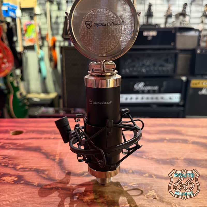 Rockville Condenser Microphone with Shock Mount and Pop Filter