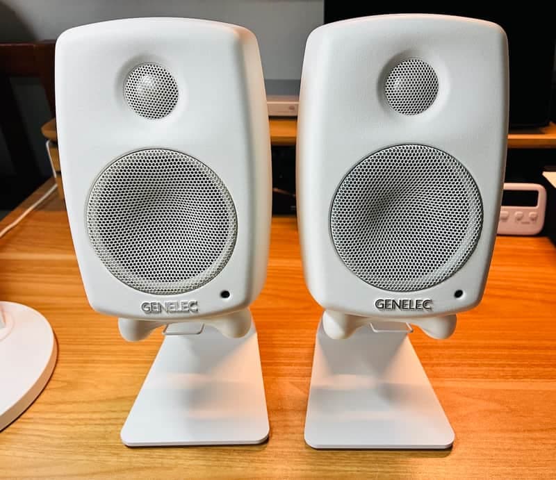 Genelec 8010AW Active Studio Monitors (Pair) + Genuine Stands - Mint Condition