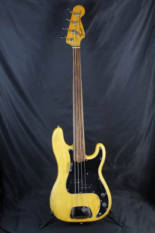 1975 Vintage Fender Precision Bass Guitar Fretless w/ Natural Finish & HSC