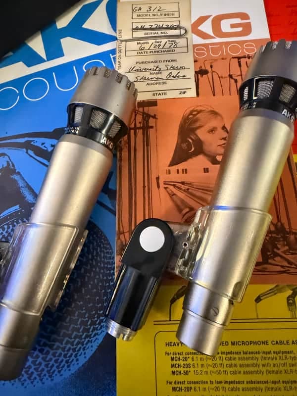AKG D 1000E Pair Cardioid Dynamic Microphone 1970s - Silver