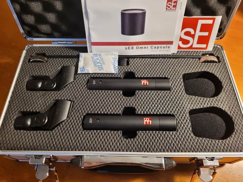 OMNI sE8 MATCHED STEREO PAIR - sE Electronics Small Diaphragm OMNI Condenser Microphones - With Hard Case, Stereo Bar, Mic Clips and Windscreens! OMNI CAPSULES **FREE SHIPPING**