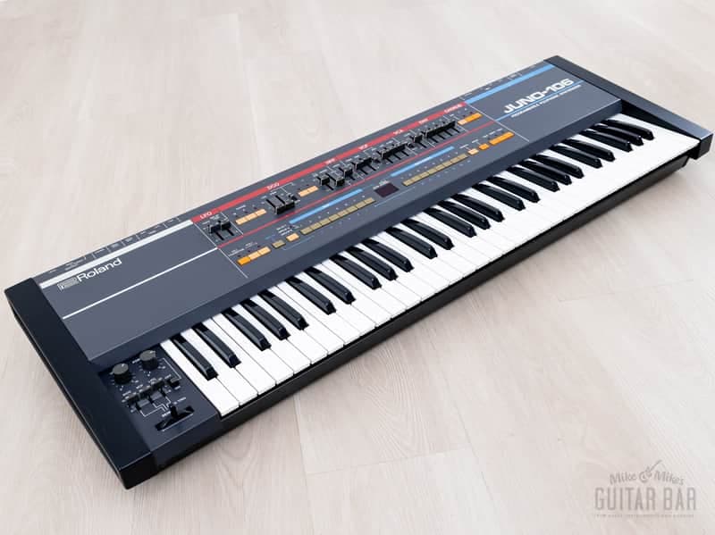 1985 Roland Juno-106 Vintage Analog Synthesizer, Serviced 120v w/ Carry Case