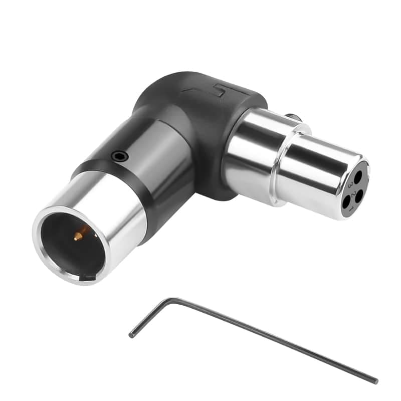 Adjustable 90° Angle Mini Xlr Microphone Adapter Gold Plated 3Pin Mini Xlr Male To Female Right Angle Connector Extender, For Lapel-Mounted Wireless Mic Camcorder
