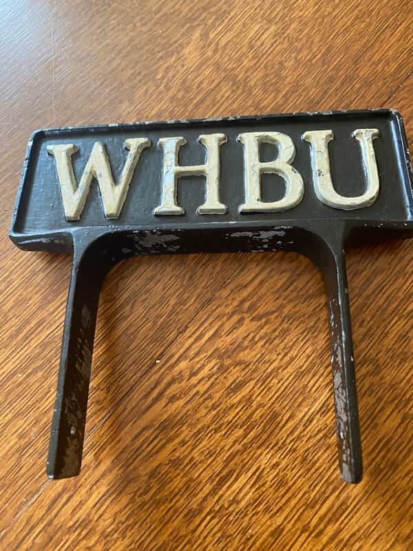 Microphone Flag for RCA 44 Microphones (1940s or 50s) - Black, WHBU (Muncie, Indiana)