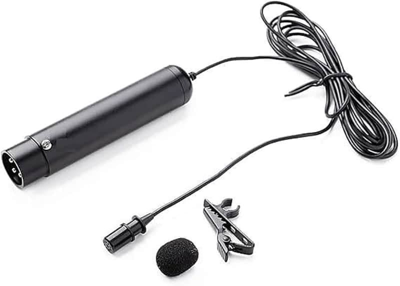XLR Lavalier Microphone with Windscreen Muff,Phantom Power Lapel Microphone for Canon Sony Panasonic Camcorders Zoom H4n H5 H6 Tascam DR-40 DR-60D DR-70D Audio Recorders Mixer (6.5 fts)