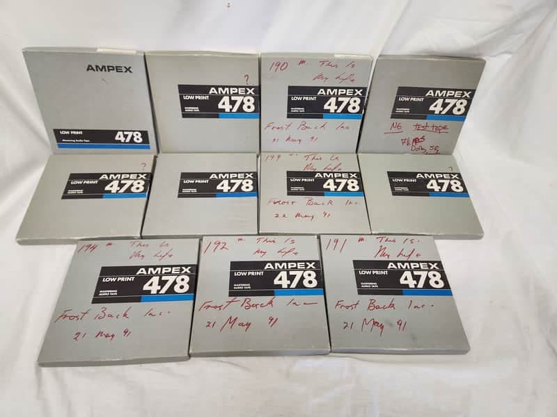 Ampex 478 Low Print 7" 1/4" Mastering Audio Tape Lot Package X11
