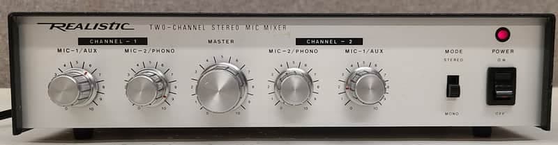 Vintage Realistic Model 33-1057 Two Channel Stereo Mic Mixer