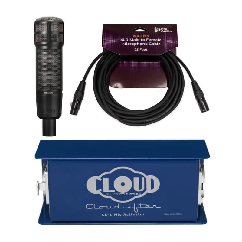 Electro-Voice RE320 Large Diaphragm Dynamic Vocal Microphone Bundle with Mic Activator and XLR Cable