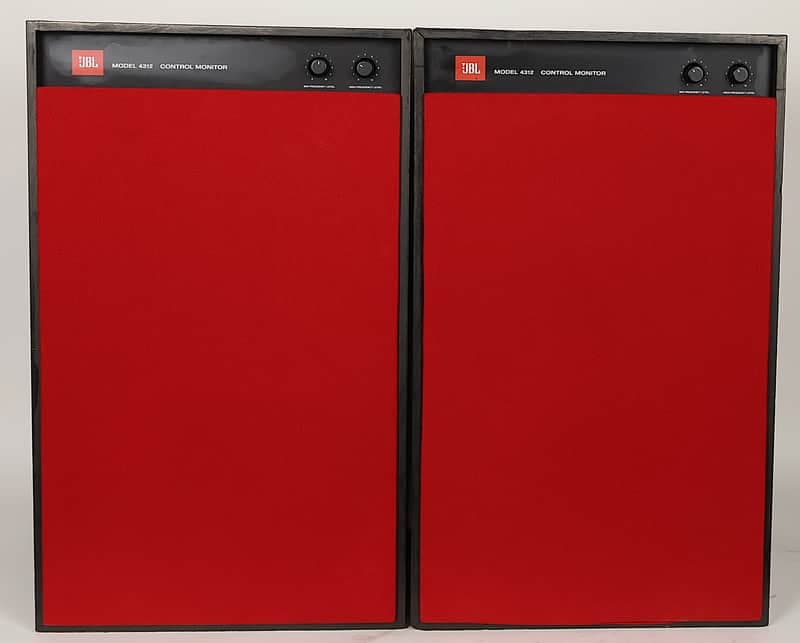 Pair of JBL 4312 Control Monitor Speakers - Painted Cab! Black Cab w/ Red Cover
