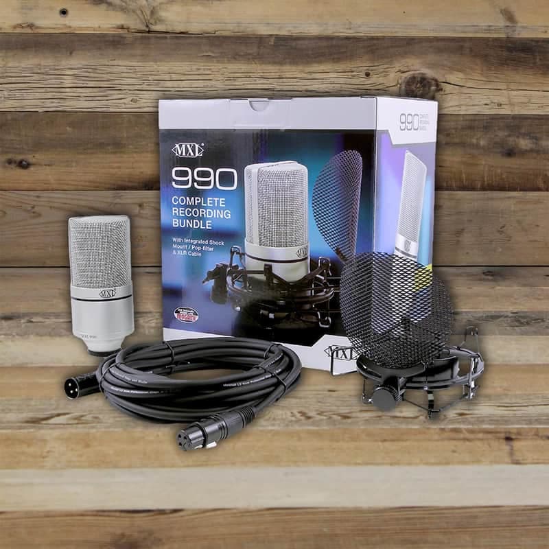 Open Box MXL 990 Complete Microphone Recording Bundle Shockmount Pop Filter XLR