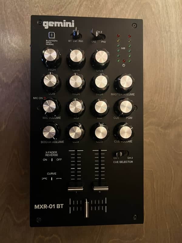 Gemini MXR-01BT 2-Channel DJ Mixer with Bluetooth and Knobs upgrade.