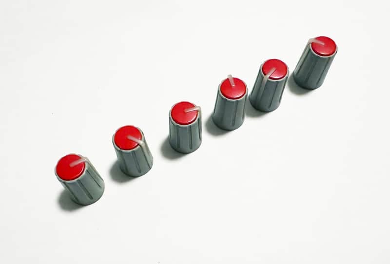 6 Allen & Heath Mixer Red Top Knobs for GL Series, ML Series, MixWizard WZ Series