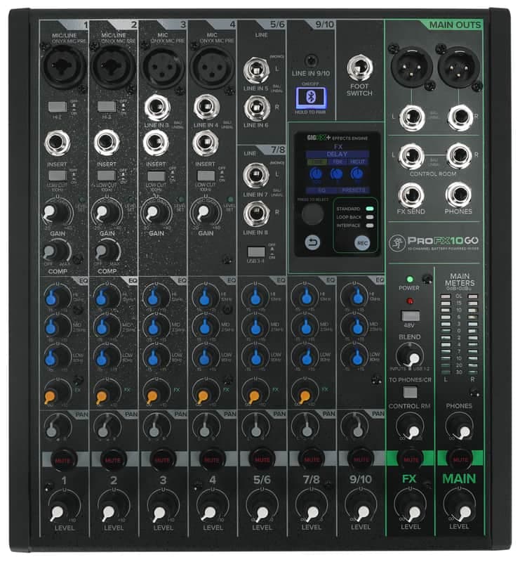 Mackie ProFX10GO 10-Channel Battery Powered Analog Mixer w/FX/USB/Bluetooth