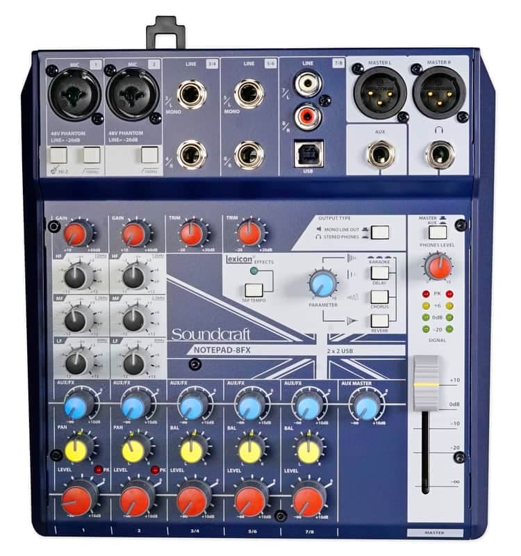 Soundcraft Notepad-8FX 8-Channel Podcast Mixer Podcasting Interface, USB+Effects