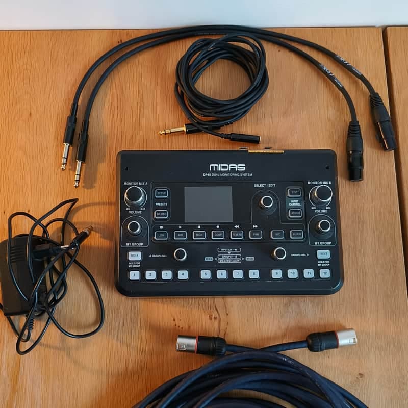Midas DP48 Dual 48 Channel Personal Monitor Mixer with SD Card Recorder, Stereo Ambience Microphone + Cable Set