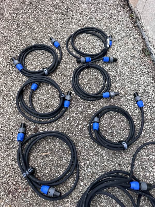 Lot 6 items Gepco Pro Speaker Cable w/ Neutrik NL2FC Speakon Connectors – 12AWG