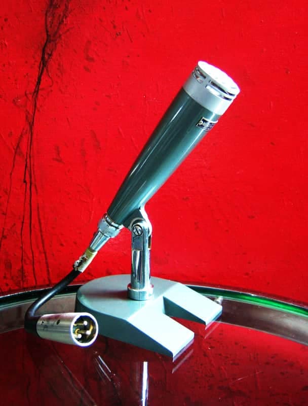 Vintage RARE 1960's NEAT TM-10 dynamic omni-directional microphone High Z w cable & stand Lafayette Calrad Aiwa