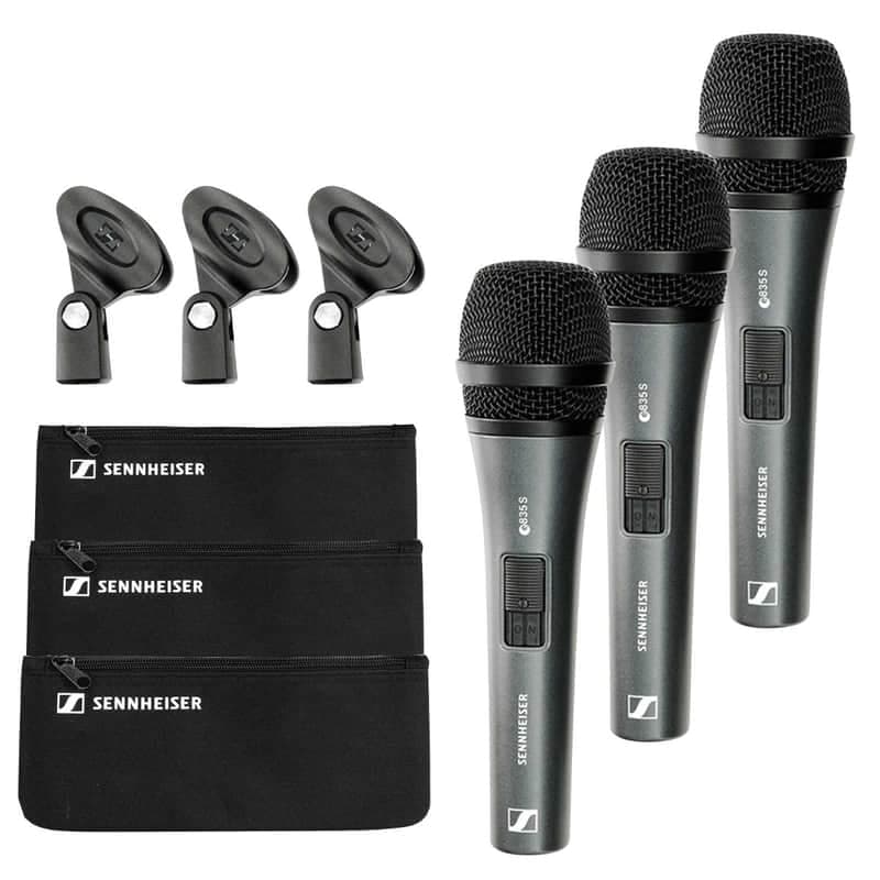 Sennheiser 3-PACK-E-835-S Handheld Microphone Set - Open Box Mint