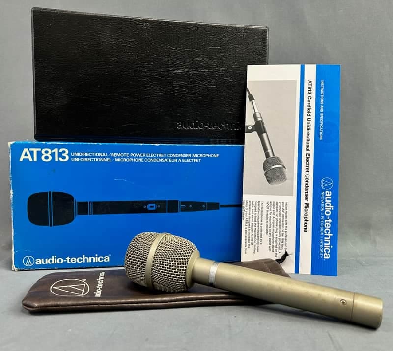Audio-Technica AT813 Handheld Cardioid Condenser Microphone Late 1970s - Gray w/ Box & Manual