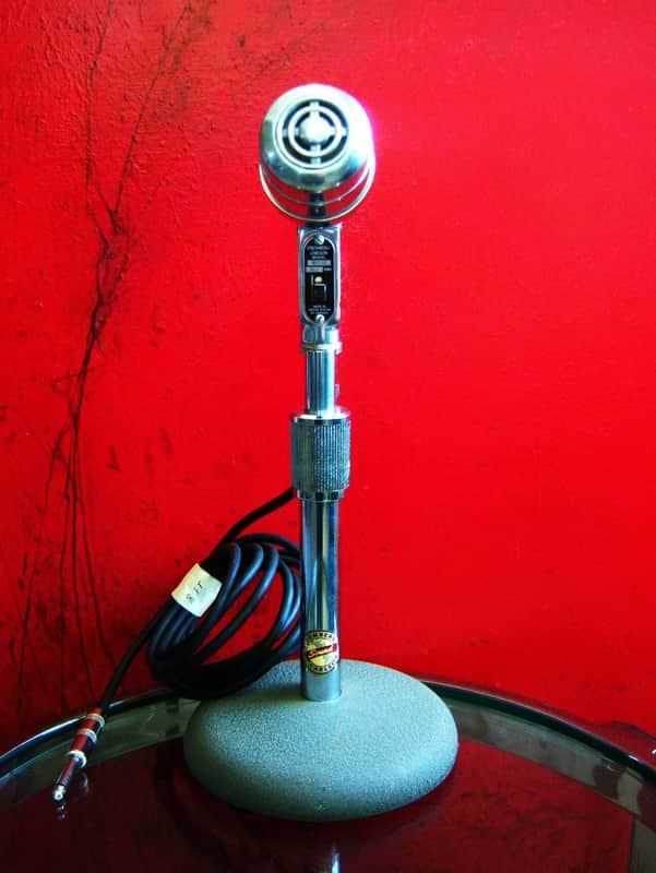 Vintage 1950's Stromberg Carlson MD-37CS dynamic microphone / Electro Voice 630 variant Hi Z harp mic w cable & stand