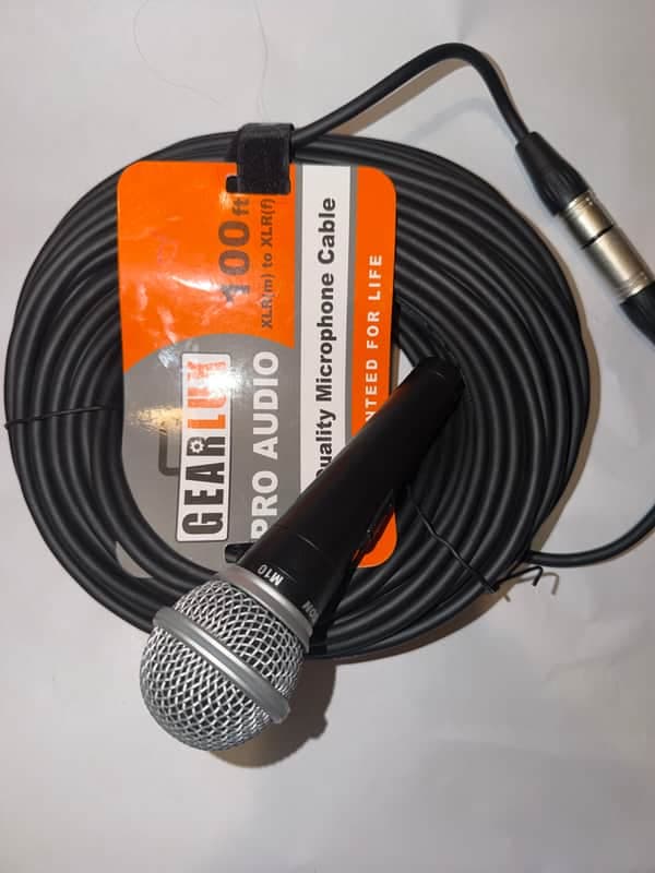 Samson M10 Dynamic Microphone + Gearlux 100ft XLR Cable