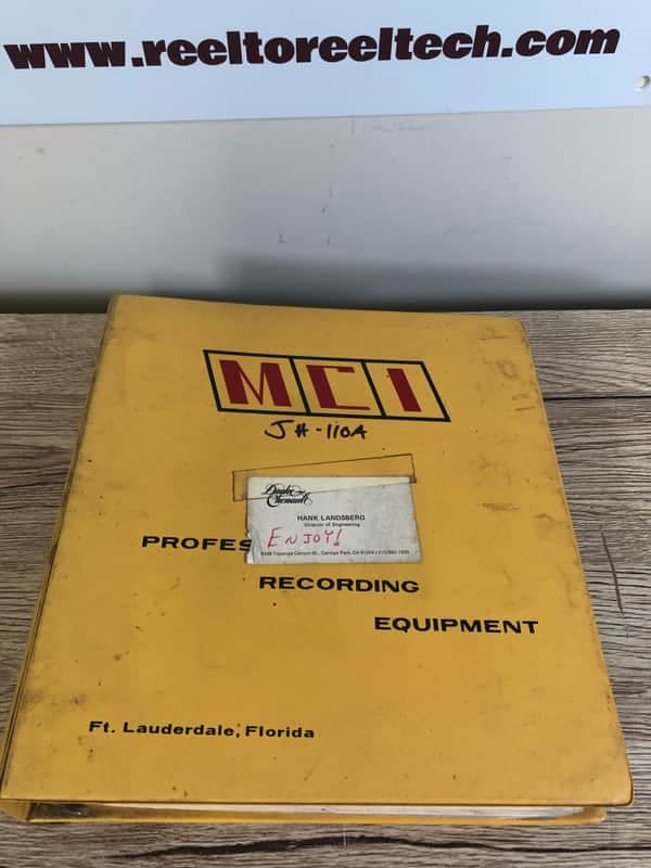 MCI JH-110A Reel to reel service manual
