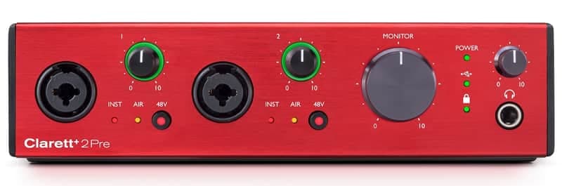 Focusrite Clarett+ 2Pre USB-C Audio Recording Interface, 2 Mic Preamps/JFET/ADAT