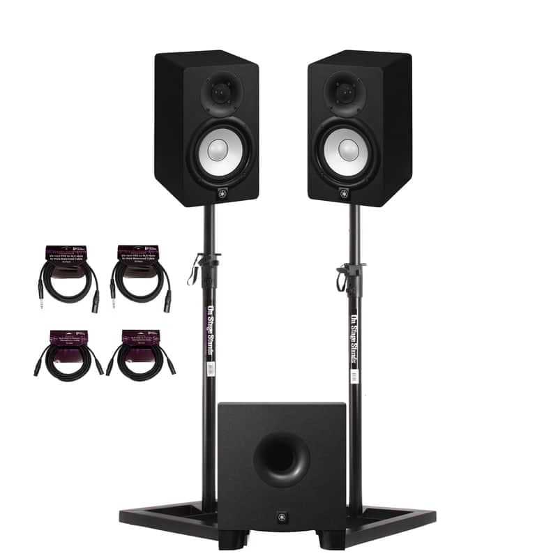 Yamaha HS5 70W Powered Studio Monitor Speaker Pair with Subwoofer Bundle