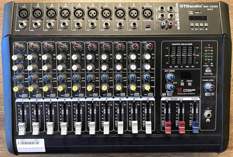 GTD Audio BM-228S MP3 10-Channel 500-Watt DSP Professional Powered Mixer