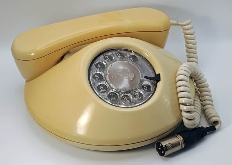 Custom Lo-Fi Telephone Microphone - NT Dawn ‘Pancake’ 1970’s Phone Mic - Beige w/ Base