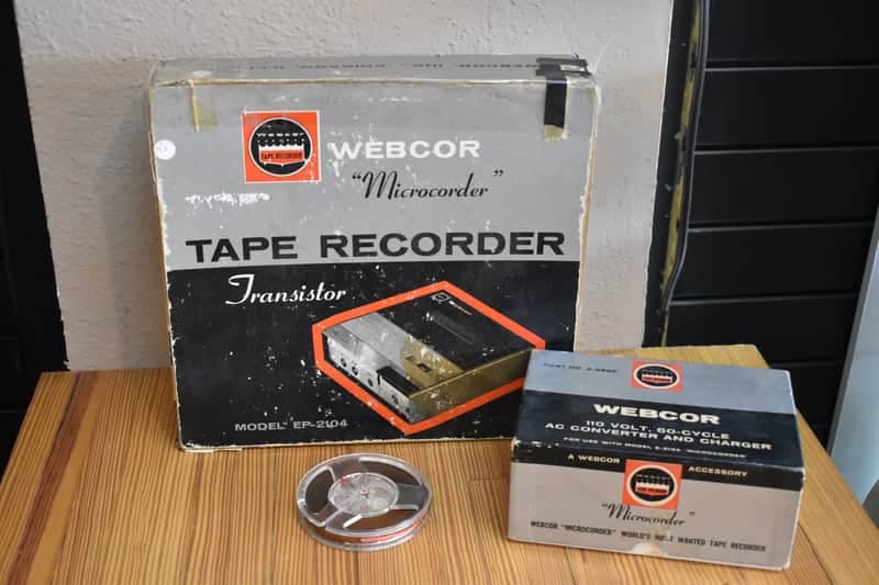 Vintage 60's Webcor EP-2104 Mircocorder Transistor Tape Recorder w/ AC Convertor