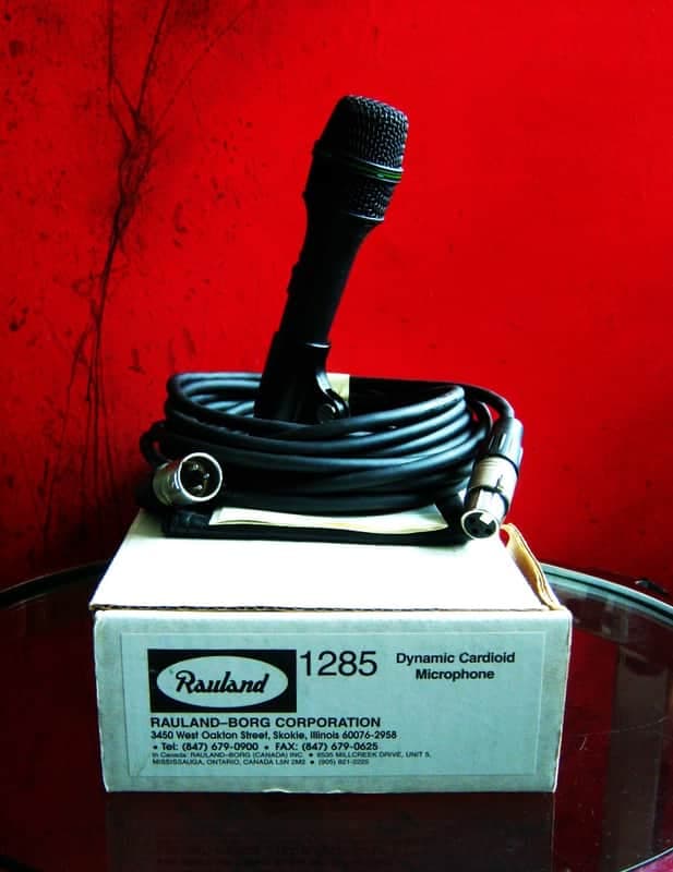 Vintage RARE 1990's Rauland Borg 1285 dynamic cardioid microphone Low Z w accessories Astatic 960 Shure Electro Voice # 3