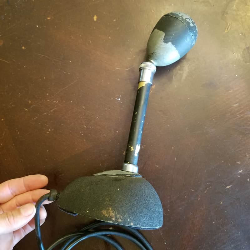 Turner rare RESTORED VT-73 Hi-Z lo-fi dynamic harp mic w/ teardrop stand, swivel pivot late 1930s grey paint