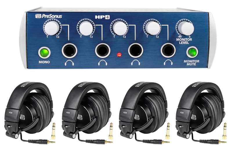 PRESONUS HD9/HP4 PACK With HP4 Headphone Amplifier+ (4) HD9 Studio Headphones