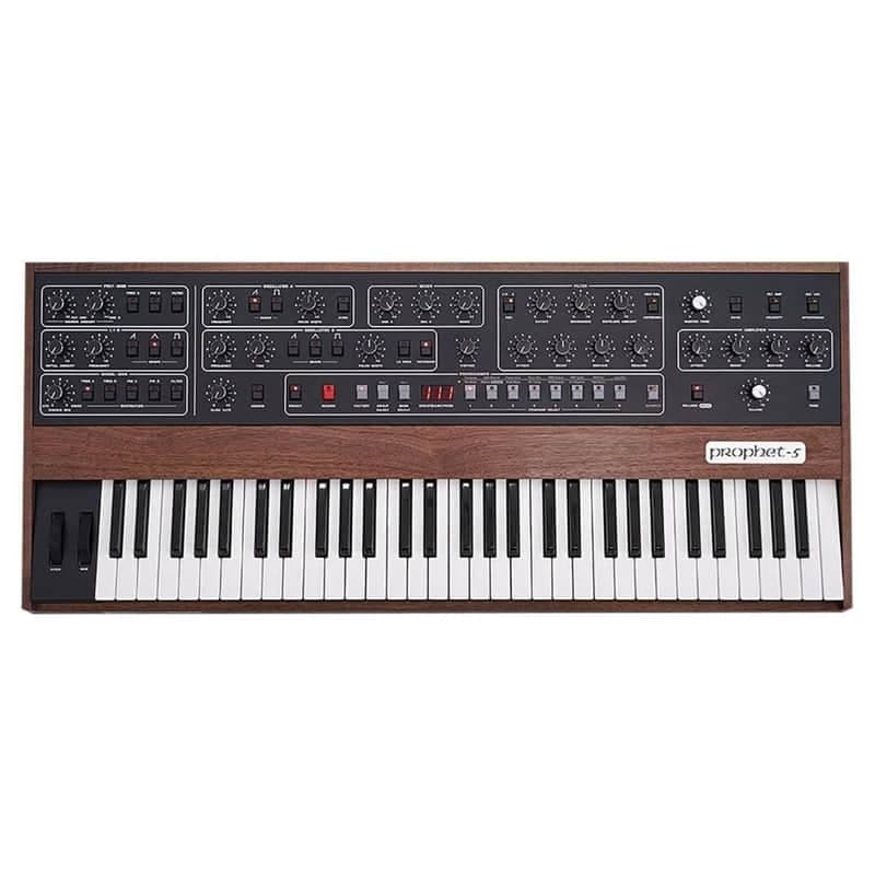 Sequential Prophet-5 Five-Voice Analog Poly Synthesizer with Knob-Per-Function Front Panel and 40-Program Sound Set