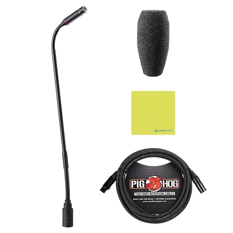 Mint Liquid Audio Audio Technica PRO49Q Cardioid Condenser Quick-Mount Gooseneck Microphone Bundle w/Pig Hog PHM10 8mm Mic Cable Polishing Cloth