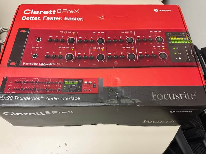 Focusrite Claret 8PreX 26x28 Thunderbolt Audio Interface 2017 - Red and black