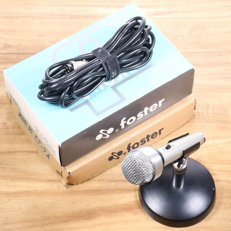 Vintage Foster MDF-618BC Dynamic Cardioid Microphone w/ Stand - 1970s - Silver