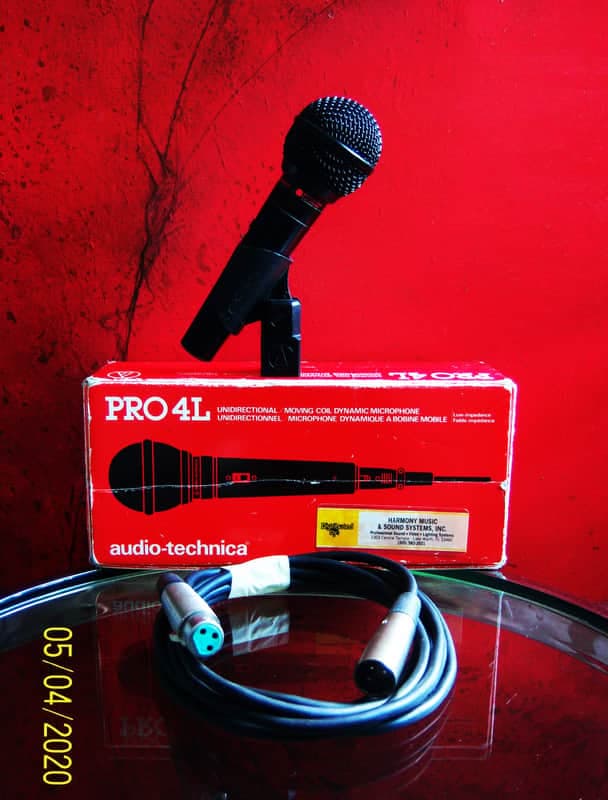 Vintage 1980's Audio-Technica Pro 4L dynamic cardioid microphone Low Z w accessories # 3