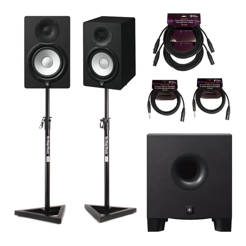 Yamaha HS8S 150 Watt Professional Powered Subwoofer Black Bundle