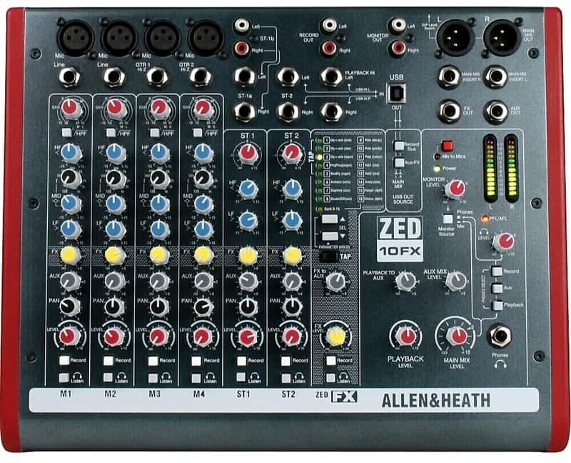 Allen & Heath ZED-10FX Multipurpose Mixer w/ USB FX for Live Sound & Recording