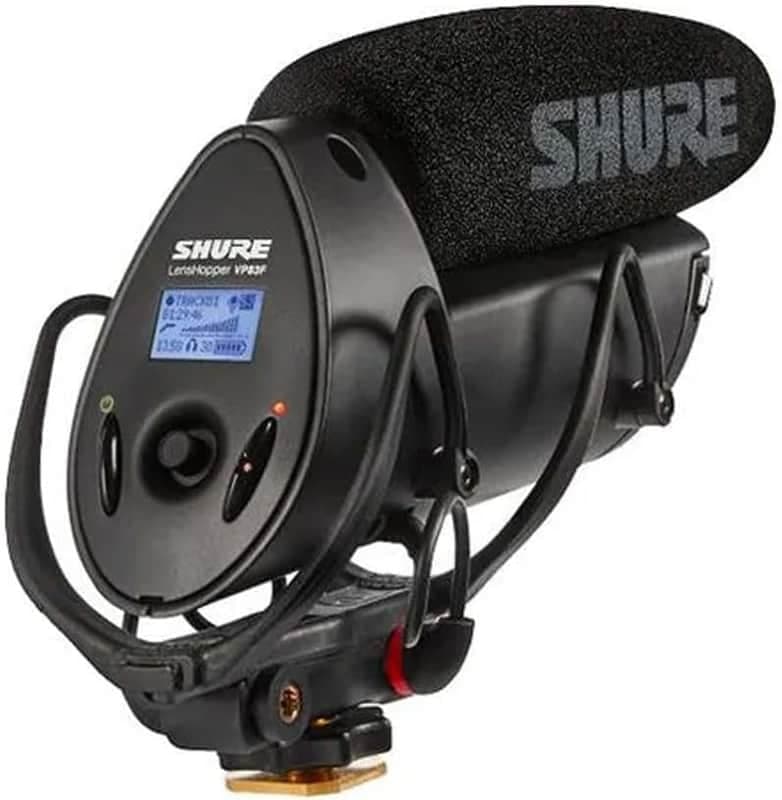 Shure VP83F LensHopper Camera-Mounted Condenser Shotgun Microphone with Integrated Digital Flash Recording - Windscreen, Superior RF Immunity, Backlit LCD, 5-Position Joystick, Rycote Lyre Shock Mount
